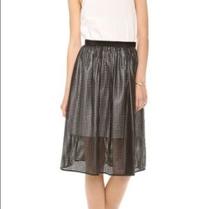 Tibi faux leather pavement midi skirt